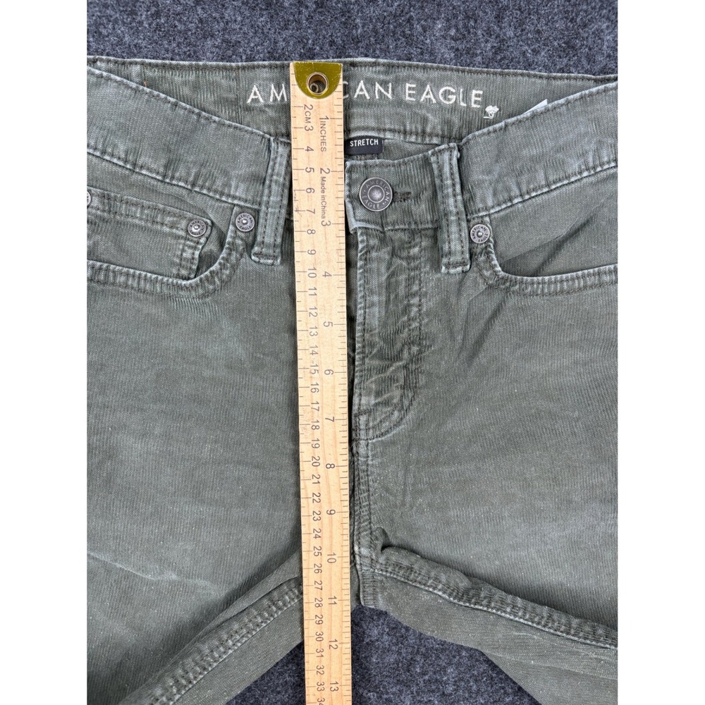 American Eagle Olive Green Corduroy Stretch Straight Leg Pants Womens 000 Reg - Picture 6 of 9